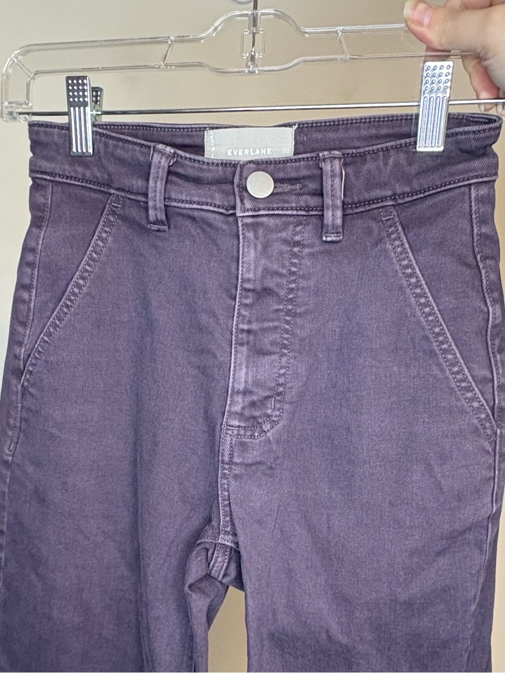 Everlane The Straight Leg Crop Regular Jeans Purplish Gray Color Size 00 - Picture 3 of 6